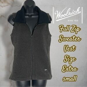 WOOLRICH Full Zip Sweater Vest with Pockets Brown and Black Size Extra Small